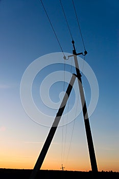 Electric pillar after sunset