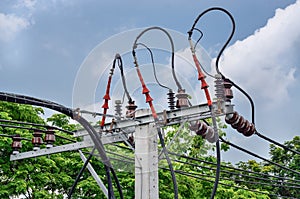 Electric pillar with transformer in the electric network