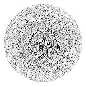 Electric Plug Cable Icon Round Cluster Mosaic