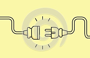 Electric Plug connect concept socket. Get connected or disconnect vector power plug cable illustration