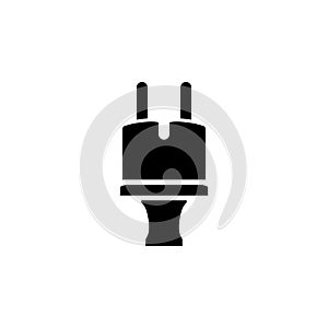 Electric Plug, Electrical Cable Adapter Solid Flat Vector Icon Isolated on White Background