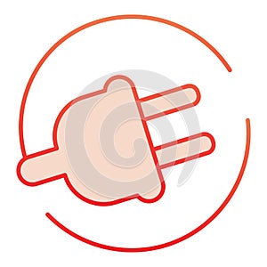 Electric plug flat icon. Power cord red icons in trendy flat style. Cable outlet gradient style design, designed for web