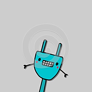 Electric plug hand drawn vector illustration in cartoon style apologizing sorry