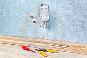 Electric plug house wiring during mounting