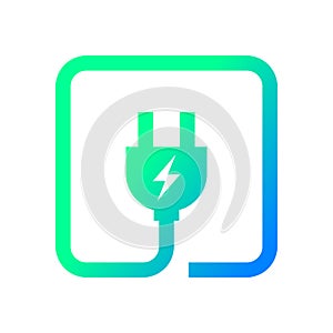 Electric plug icon with cable, Power charging energy sign, Electricity technology and device concept