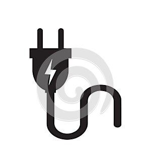 Electric plug icon. Electrical plug with lighting symbol. Green energy logo or icon vector design template with electric plugs
