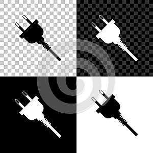 Electric plug icon isolated on black, white and transparent background. Concept of connection and disconnection of the