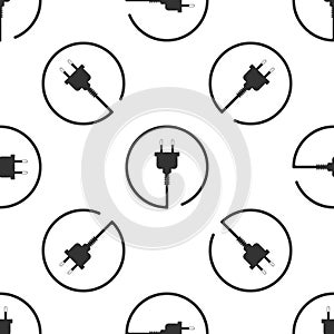 Electric plug icon seamless pattern on white background. Concept of connection and disconnection of the electricity