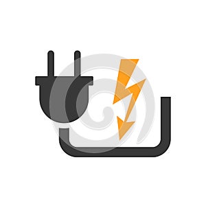 Electric plug icon sign with cord â€“ vector