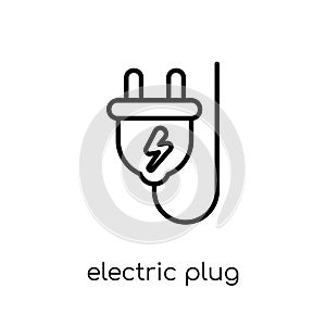 electric plug icon. Trendy modern flat linear vector electric pl