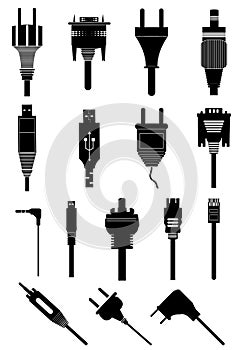 Electric plug icons set