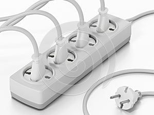 Electric plug isolated on white background. 3D illustration