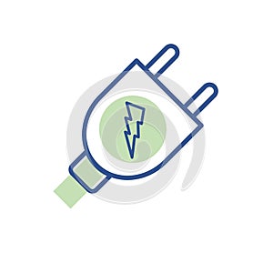 electric plug lineal icon color. vector line simple logo illustration