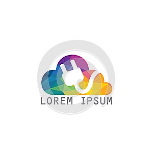 Cloud Electric plug logo graphic design template vector.