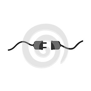 Electric plug and outlet socket unplugged icon flat. Vector illustration