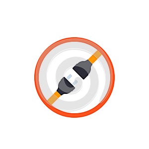 Electric plug with power connector, vector icon