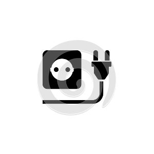 Electric Plug with Power Outlet Flat Vector Icon