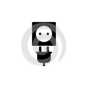 Electric Plug with Power Outlet Flat Vector Icon