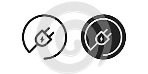Electric plug round icon. Power cable symbol. Electro cord logo in vector flat
