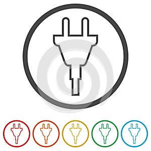Electric plug sign icon, Power energy symbol, 6 Colors Included