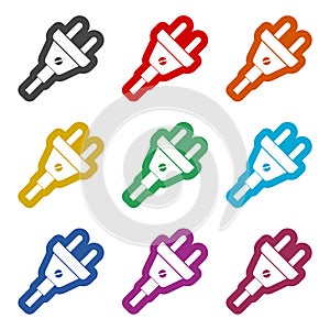 Electric plug sign icon, Power energy symbol, color icons set