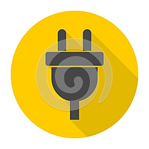 Electric plug sign icon, Power energy symbol with long shadow