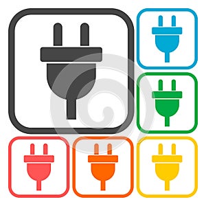 Electric plug sign icon, Power energy symbol set