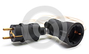 Electric plug and socket isolated on white