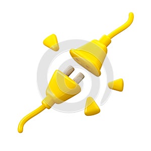 Electric plug and socket unplug vector 3d icon