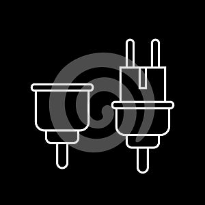 Electric Plug and Socket unplugged vector icon on white