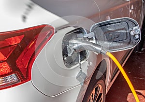 Electric Plugin Hybrid Car and socket