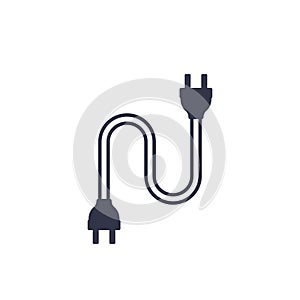 Electric plugs with cable icon on white