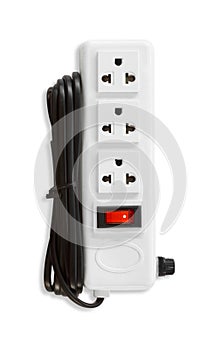 Electric plugs and a socket isolated on white background