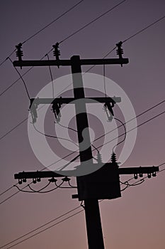 Electric pole at dusk