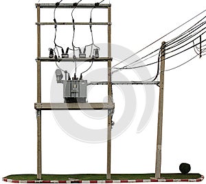 The electric pole and electric transformer