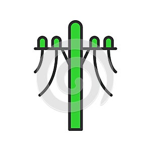 Electric pole, in line design, green. Electric, Power line, Utility, Electrical, Transmission pole, telephone pole on