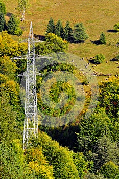Electric pole on mountain