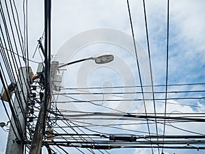 Electric pole power lines and wires