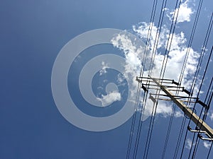 Electric pole in sunny day