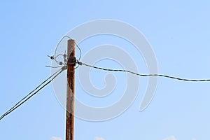Electric pole with wires