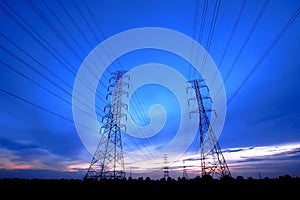 Electric Poles Under Twilight, Thailand