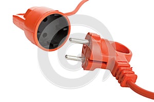 Electric power cable with plug and socket unplugged