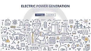 Electric Power Generation Doodle Concept