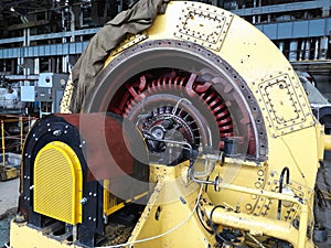 Electric power generator and steam turbine during repair at power plant