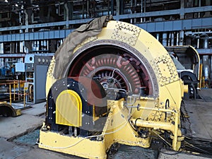 Electric power generator and steam turbine during repair at power plant
