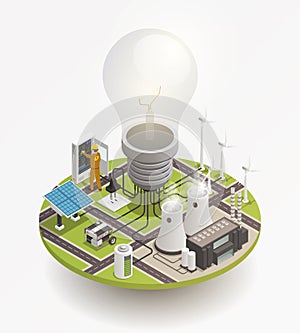 Electric Power Isometric Composition Icon