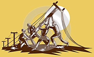 Electric power lineman at work