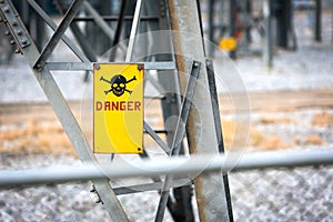 Electric power-plant transformer station area.