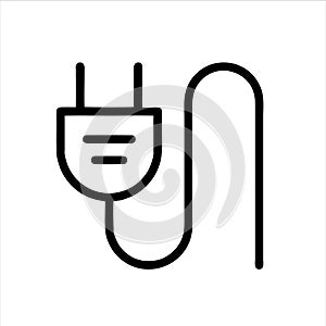 Electric Power Plug, Electrical Adapter. Flat Vector Icon illustration. Simple black symbol on white background.