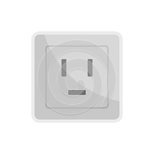 Electric power socket icon flat isolated vector